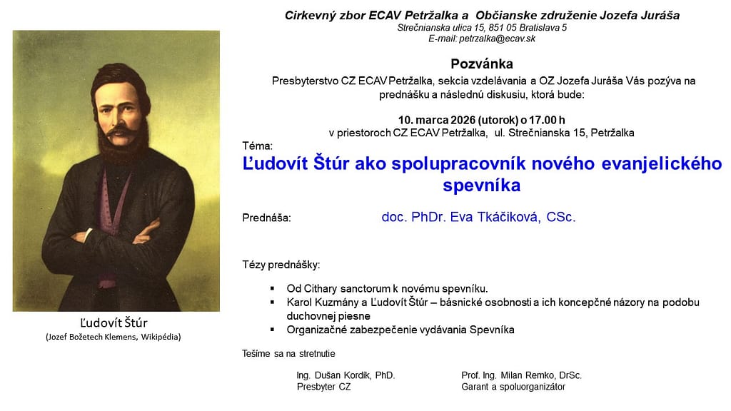 Pozvánka na prednášku o Ľudovítovi Štúrovi